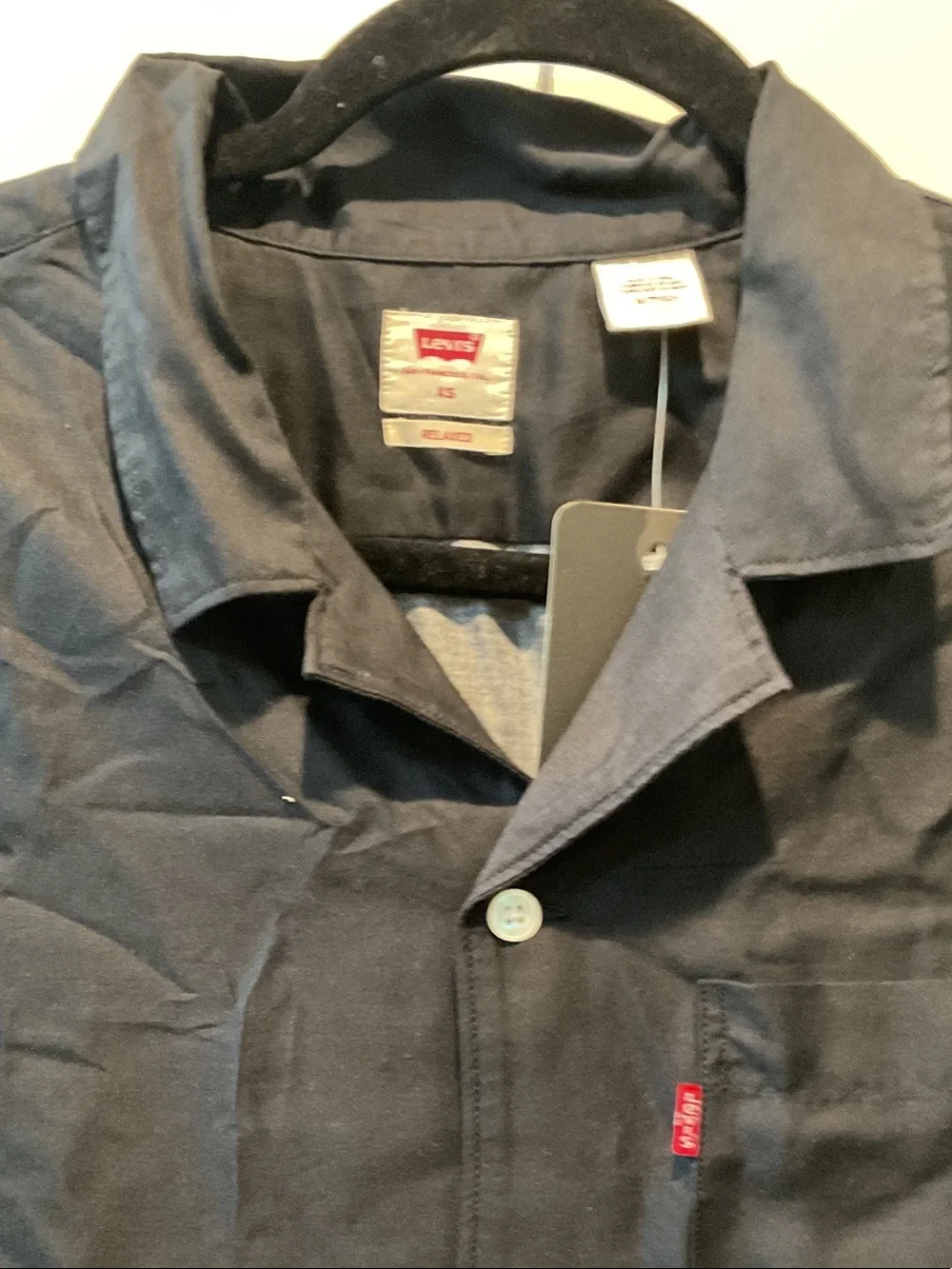Levi's Men's Black and Light Blue Argyle Button-Down Shirt
